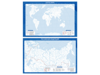 Фрагмент (демонстрационный) маркерный (двухсторонний) "Карта мира и Российской Федерации" (немая) с комплектом тематических магнитов - fgospostavki.ru - Иркутск