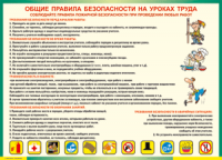 Таблица "Общие правила безопасности на уроках труда" (100х140 сантиметров, винил) - fgospostavki.ru - Иркутск