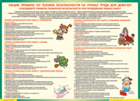 Таблица "Правила безопасности на уроках труда для девочек" (100х140 сантиметров, винил) - fgospostavki.ru - Иркутск