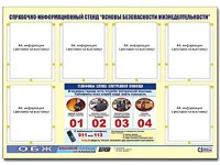 Стенд информационный "Основы безопасности жизнедеятельности" (80*110, 6 карманов) - fgospostavki.ru - Иркутск
