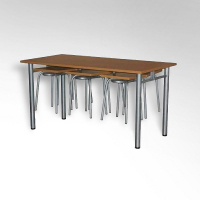 Стол обеденный 6-ти местый на металлокаркасе с навесами под табурет - fgospostavki.ru - Иркутск
