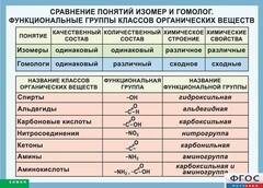Таблица. Сравнение понятий изомер и гомолог. Функциональные группы классов органических веществ. - fgospostavki.ru - Иркутск