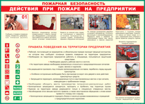 Таблица "Действия при пожаре на предприятии" (100х140 сантиметров, винил) - fgospostavki.ru - Иркутск