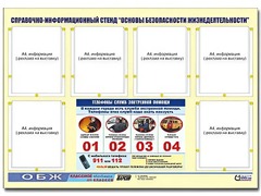Стенд информационный "Основы безопасности жизнедеятельности" (80*110, 6 карманов) - fgospostavki.ru - Иркутск