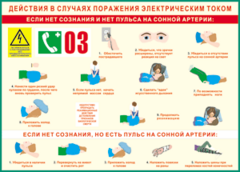 Таблица "Действия в случае поражения электрическим током" (100х140 сантиметров, винил) - fgospostavki.ru - Иркутск