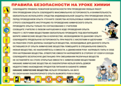 Таблица "Правила безопасности на уроке химии" (100х140 сантиметров, винил) - fgospostavki.ru - Иркутск