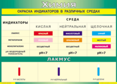 Таблица "Окраска индикаторов в различных средах" (100х140 сантиметров, винил) - fgospostavki.ru - Иркутск