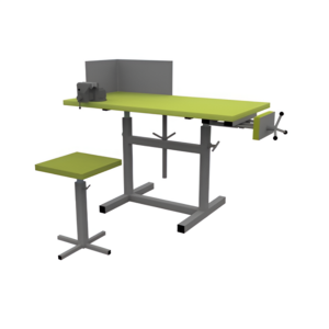 Верстак ученический комбинированный с тисками и струбциной, с защитным экраном и табуретом - fgospostavki.ru - Иркутск