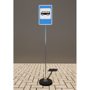 Знак дорожный "Место остановки автобуса" 5.16 типоразмер 40 на стойке с основанием 3кг - fgospostavki.ru - Иркутск