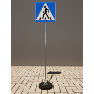 Знак дорожный "Пешеходный переход" 5.19.1 типоразмер 40 на стойке с основанием 3кг - fgospostavki.ru - Иркутск