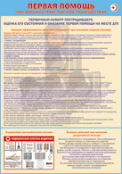 Таблица "Первичный осмотр пострадавшего, оценка его состояния и оказание первой помощи на месте ДТП" (100х140 сантиметров, винил) - fgospostavki.ru - Иркутск