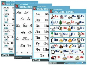 Комплект таблиц "Русский алфавит" (4 таблицы, формат А1, матовое ламинирование) - fgospostavki.ru - Иркутск