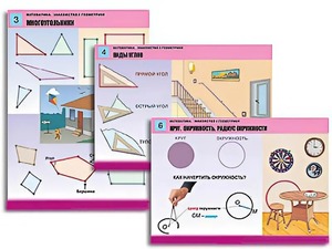 Комплект таблиц "Математика. Знакомство с геометрией" (6 таблиц, формат А1, ламинированные) - fgospostavki.ru - Иркутск