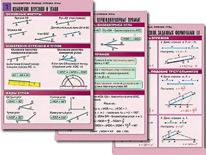 Комплект таблиц по геометрии "Планиметрия. Прямые. Отрезки. Углы" (8 таблиц, А1, ламинированные) - fgospostavki.ru - Иркутск