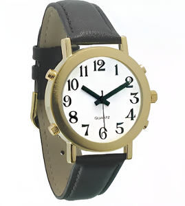 Часы для слабовидящих людей с белым циферблатом на кожаном ремешке - fgospostavki.ru - Иркутск