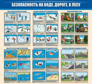 Стенд "Безопасность на воде, дороге, в лесу" - fgospostavki.ru - Иркутск
