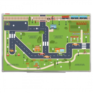 Магнитно-маркерная доска "Безопасный маршрут школьника" (дом-школа-дом) с комплектом тематических магнитов КМ-17 - fgospostavki.ru - Иркутск