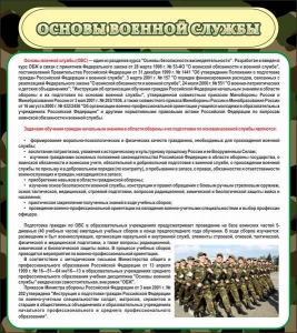 Стенд "Основы военной службы" - fgospostavki.ru - Иркутск