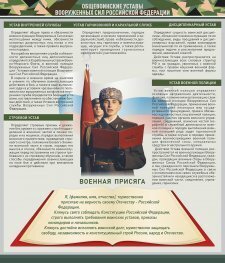 Стенд "Уставы. Закон военной службы. Военная присяга" - fgospostavki.ru - Иркутск