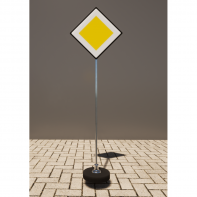 Знак дорожный "Главная дорога" 2.1 типоразмер 40 на стойке с основанием 3кг - fgospostavki.ru - Иркутск