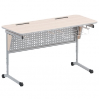 Стол ученический двухместный с перфорированной панелью, наклоном столешницы (0-24°) и корзиной - fgospostavki.ru - Иркутск
