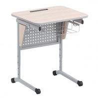 Стол ученический одноместный с перфорированной панелью, наклоном столешницы (0-24°) и корзиной - fgospostavki.ru - Иркутск