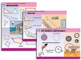 Комплект таблиц "Математика. Знакомство с геометрией" (6 таблиц, формат А1, ламинированные) - fgospostavki.ru - Иркутск