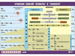 Таблица демонстрационная "Сравнение понятий изомер и гомолог" (винил 70x100) - fgospostavki.ru - Иркутск