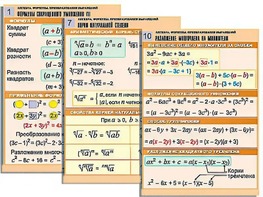 Комплект таблиц по алгебре "Алгебра. Формулы. Преобразования выражений" (10 таблиц, формат А1, ламинированные) - fgospostavki.ru - Иркутск