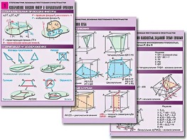 Комплект таблиц по геометрии "Стереометрия. Основные построения в пространстве" (8 таблиц, А1, ламинированные) - fgospostavki.ru - Иркутск