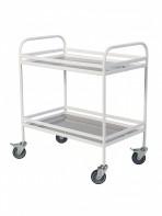 Столик процедурный передвижной металлический с двумя полками из нержавеющей стали с бортиками - fgospostavki.ru - Иркутск