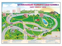 Магнитно-маркерная доска "Безопасный маршрут школьника (дом – школа – дом)" с комплектом тематических магнитов - fgospostavki.ru - Иркутск