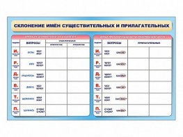 Фрагмент (демонстрационный) маркерный (двухсторонний) "Склонение имен существительных и прилагательных" - fgospostavki.ru - Иркутск