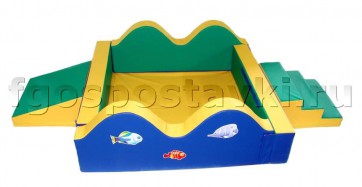 Сухой бассейн "Волна-1" 1,5х1,5м с аппликацией лестницой и скатом - fgospostavki.ru - Иркутск