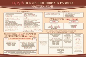 Стенд "о, е, ё, после шипящих в разных частях речи" - fgospostavki.ru - Иркутск